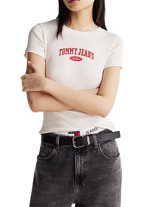 T-shirt bianco sporco in cotone Tommy Jeans | DW0DW19435YBH